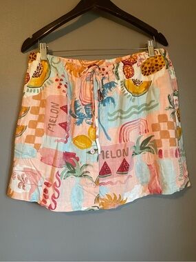 NWT Petal & Pup Sz XL Pink Women’s Summer Haze Palm Fruit Melon Skirt Ret $69!